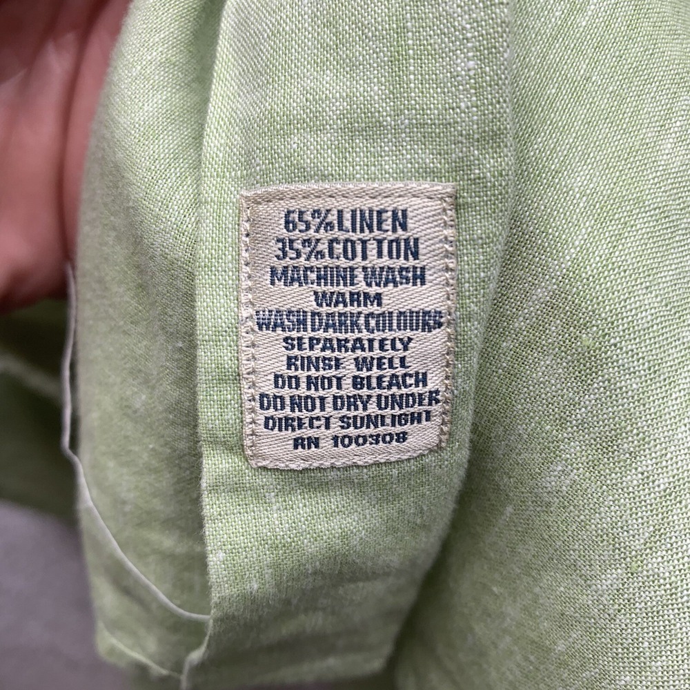 VTG Peter Millar Button Up Shirt Mens Medium M Golf Green Linen Blend Cassique - Picture 12 of 13
